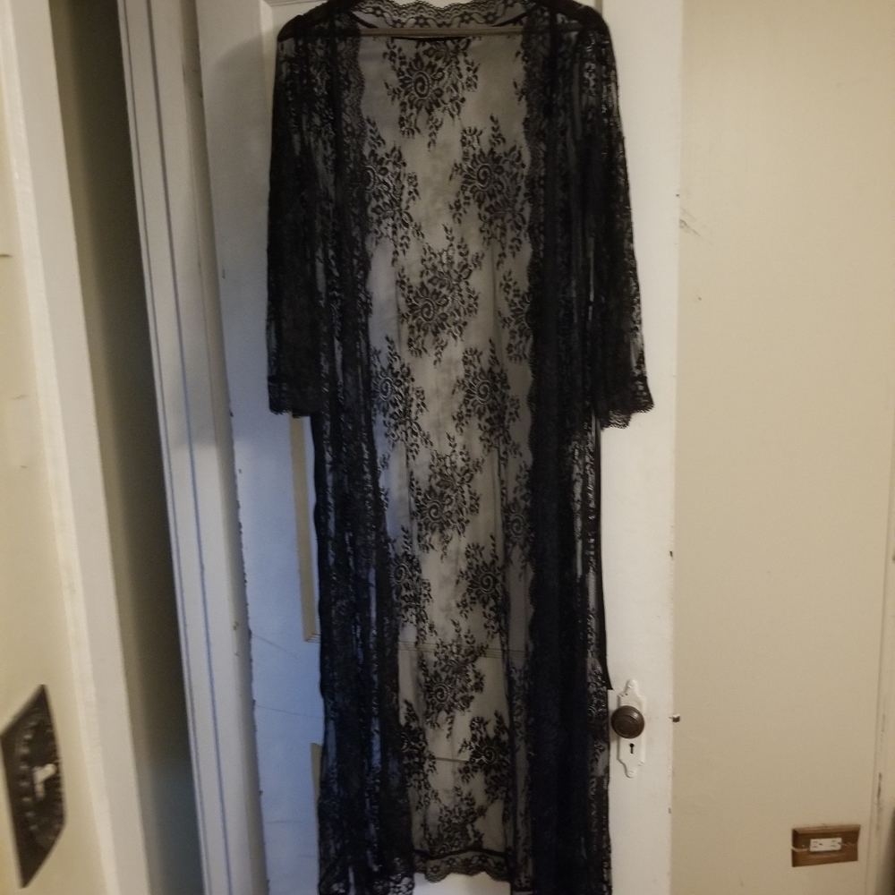 Black lace robe